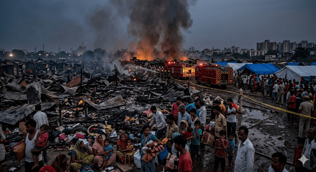 200 Homes Lost to the Flames: Massive Inferno Levels Lucknow’s Vikas Nagar Slum