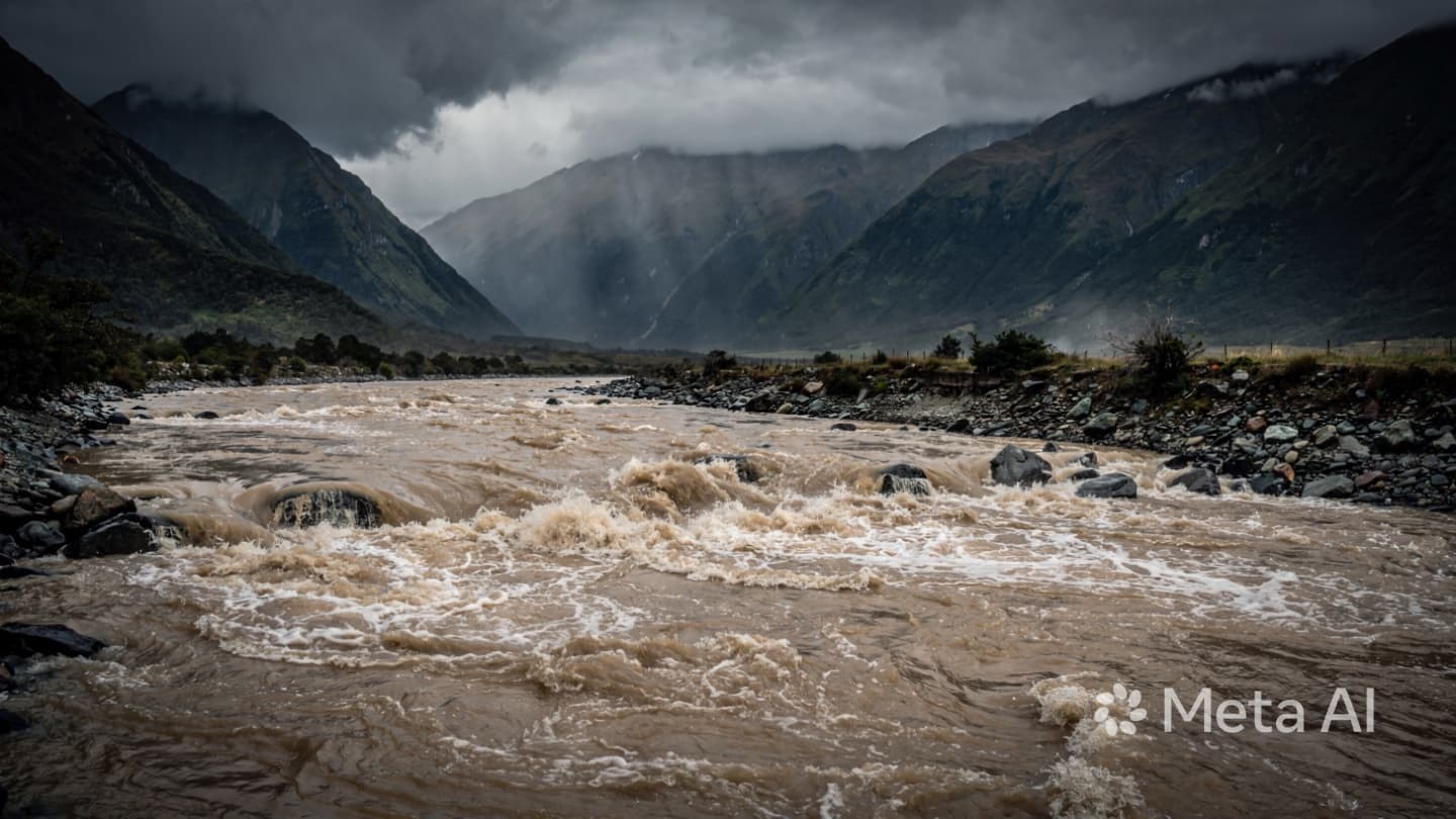 Between the Grey Clouds and the Saturated Earth, a Landscape Beneath the Flood