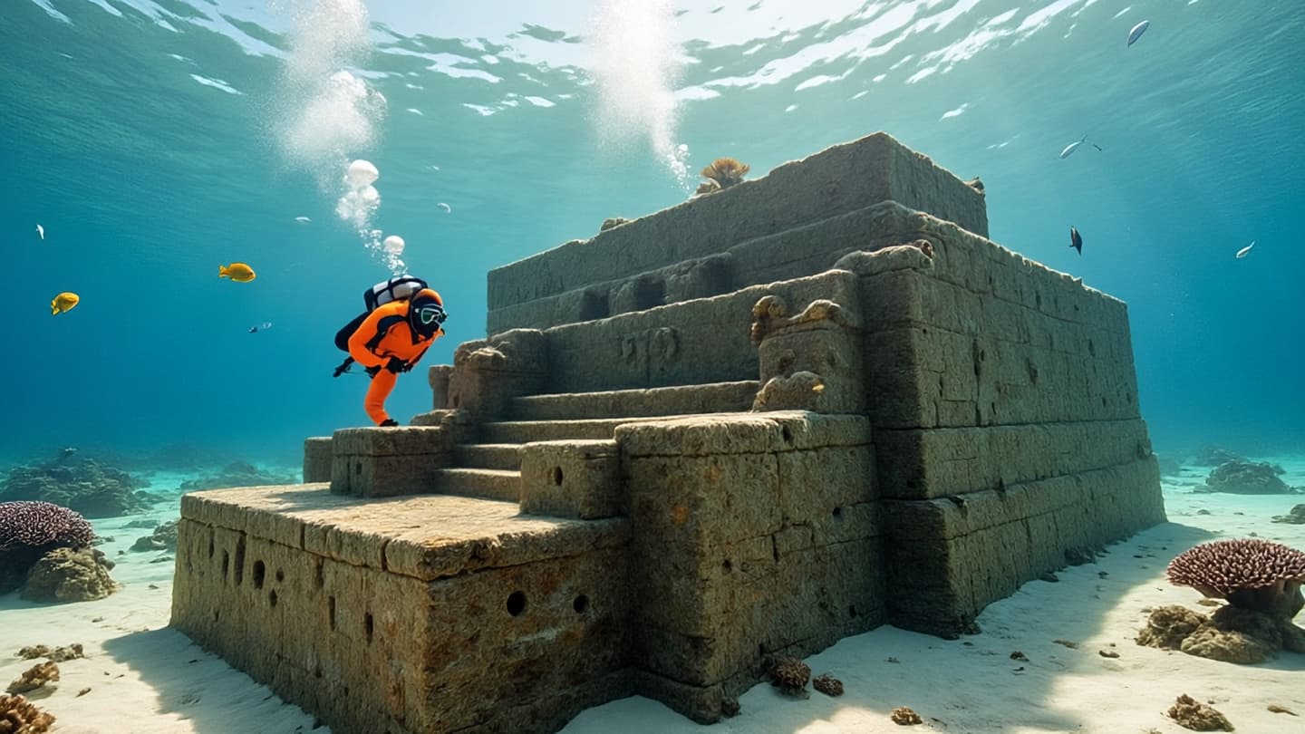 Beneath the sea, fragments of a lost wonder begin to emerge