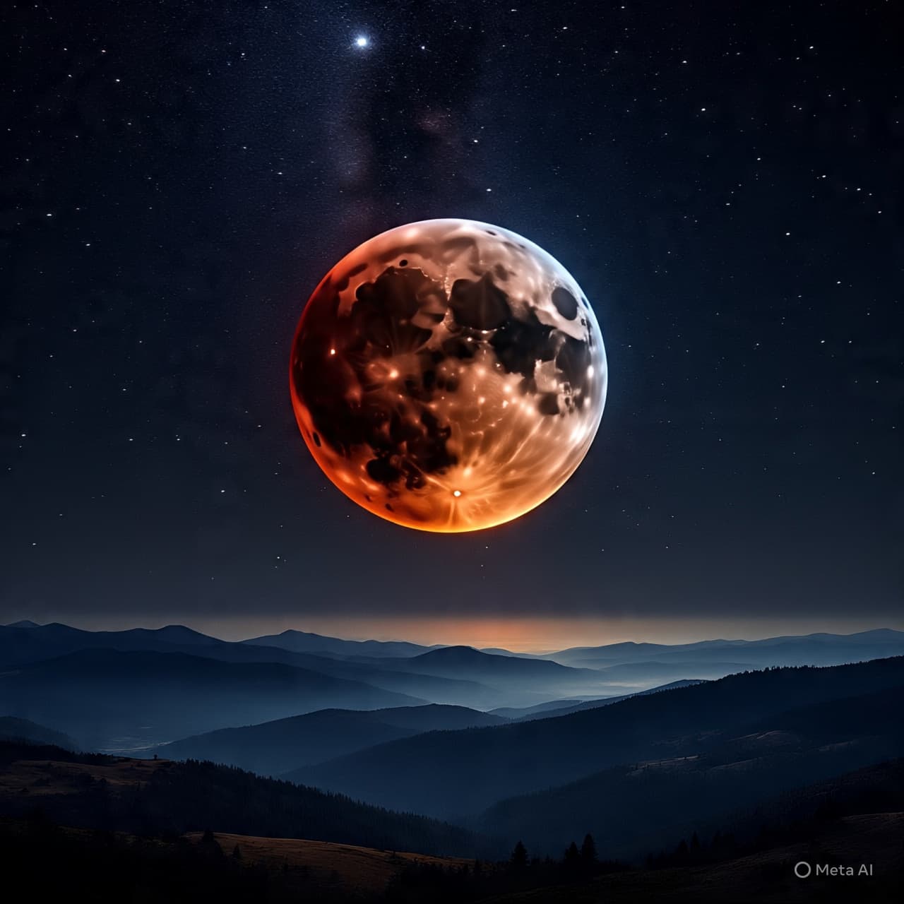 When the Night Wears a Copper Mask, Reflections on the Silent Glow of the Moon