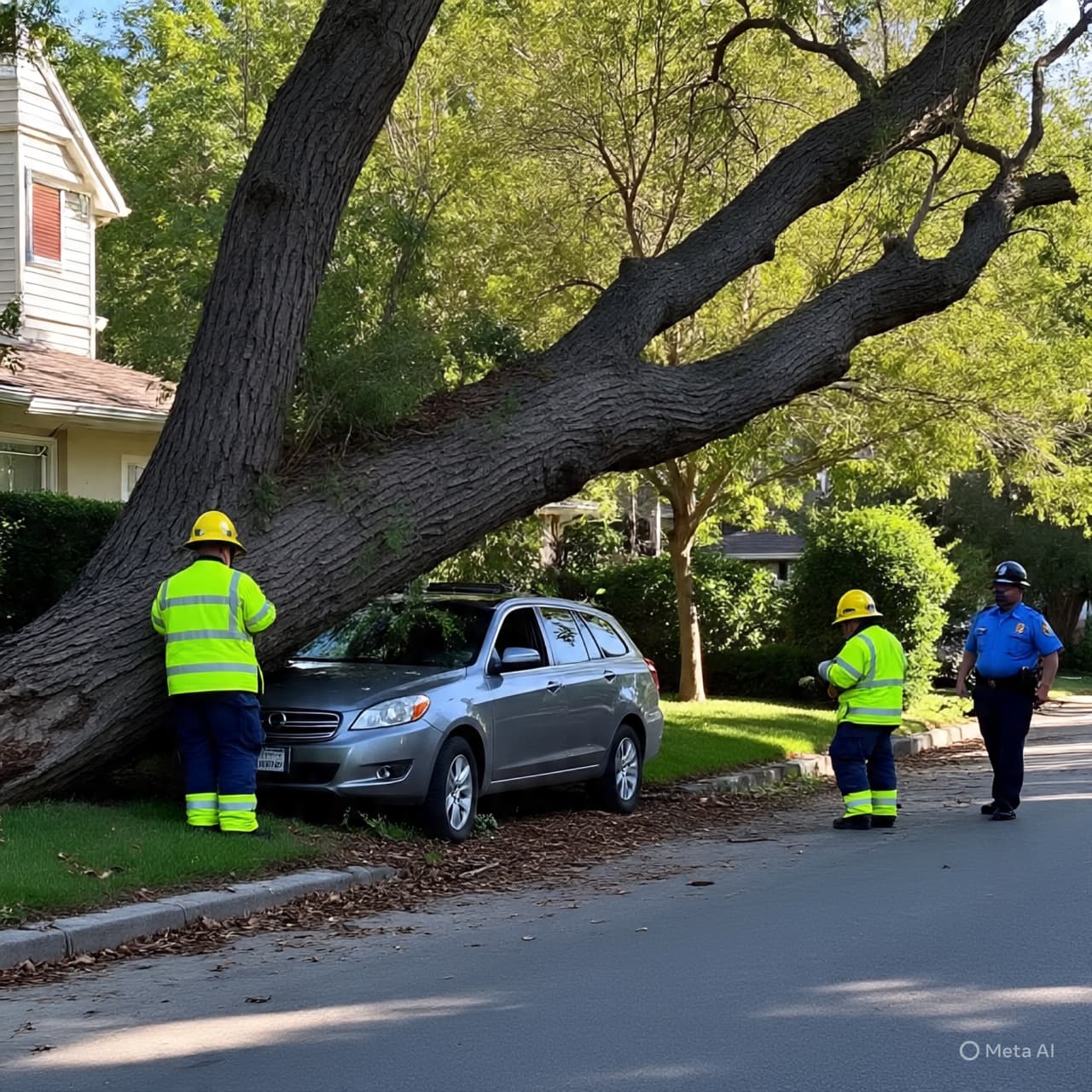When Nature Intervenes: Tree Topples on Cars, Occupants Escape Unharmed