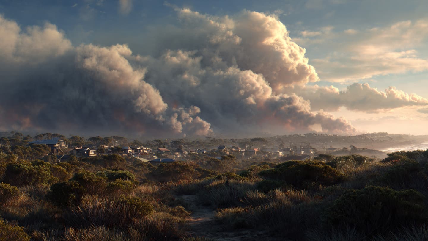Between the Green Haven and the Approaching Wall of the Summer Smoke