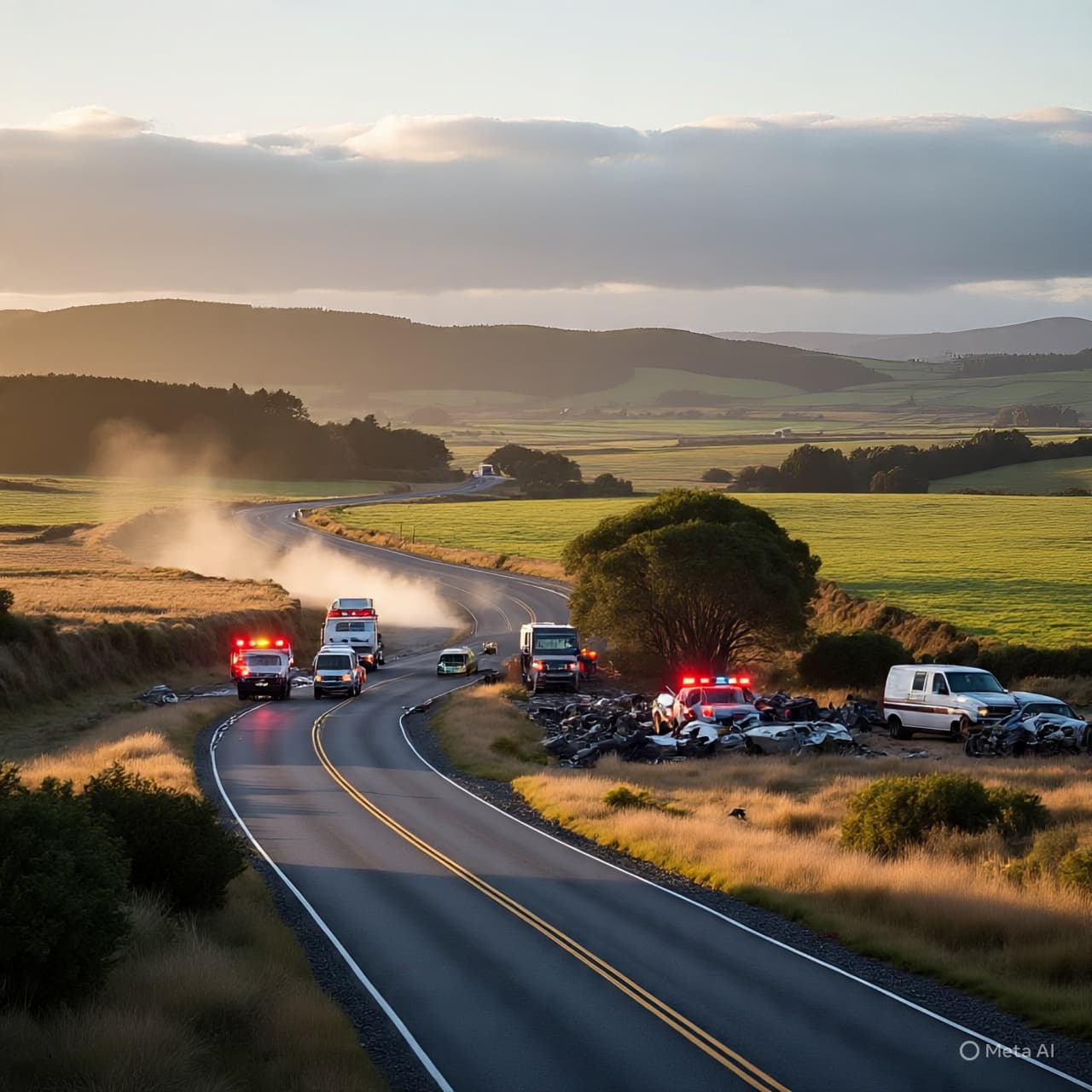 On a Road Between Hills, A Sudden Stillness Gathered Around Twisted Metal
