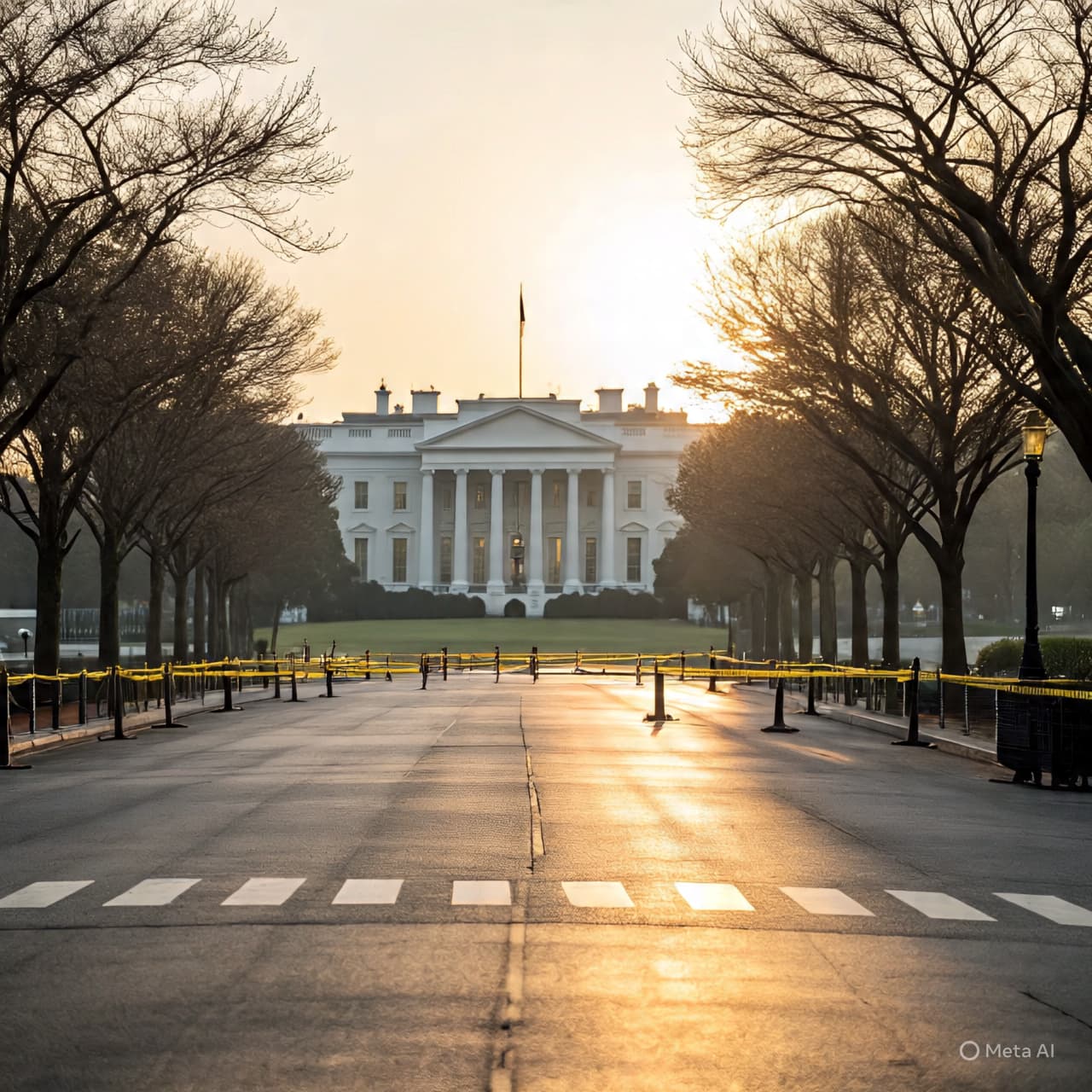 “Before Dawn at Pennsylvania Avenue: A Van, a Gate, and the Quiet Stir of a Morning”