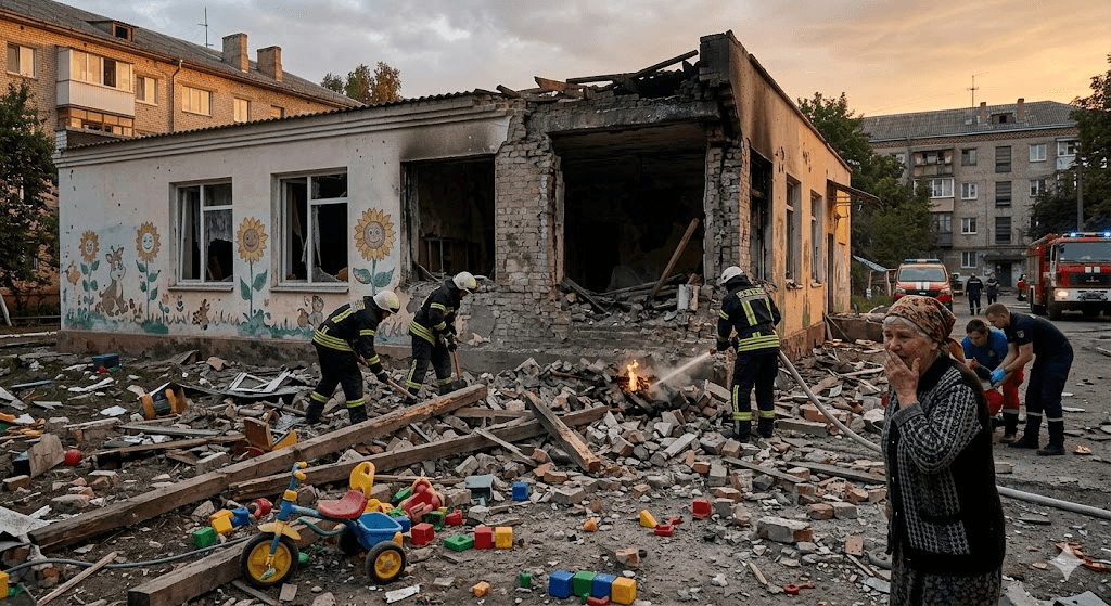 Tragic Strike in Sumy: Kindergarten Hit as Russian Drone Attack Claims Life and Leaves Others Wounded