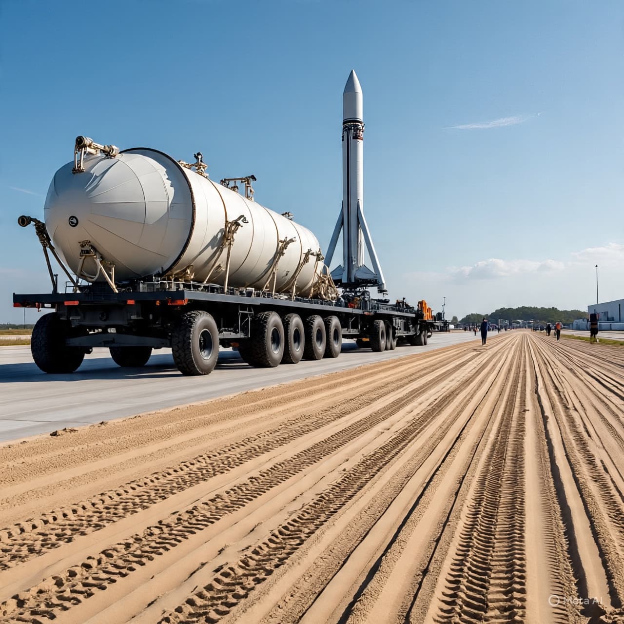 “The Long Path to Lunar Skies: NASA’s Giant Rocket on the Move”