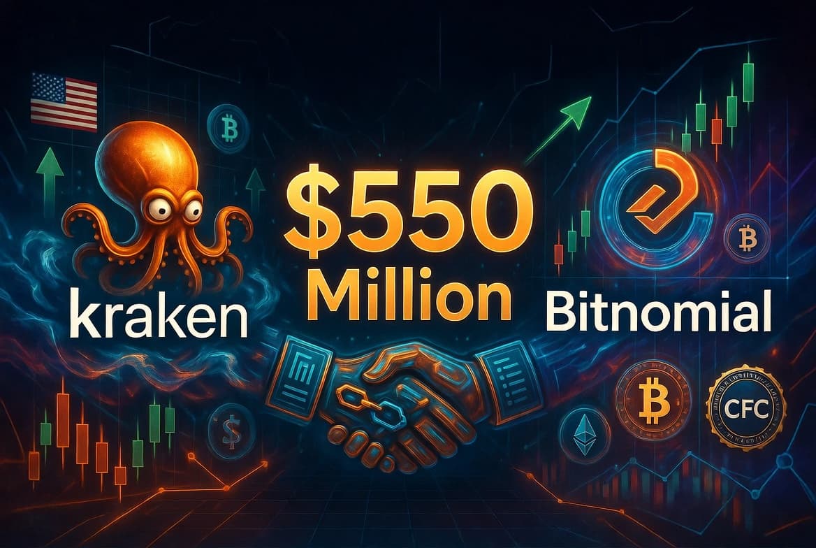 Kraken (via its parent company) to Acquire Bitnomial for $550 Million to Strengthen Regulated Crypto Derivatives