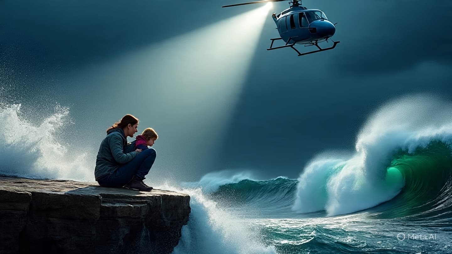 Against the Tide: The Courageous Rescue of a Family Trapped on the Cliffside
