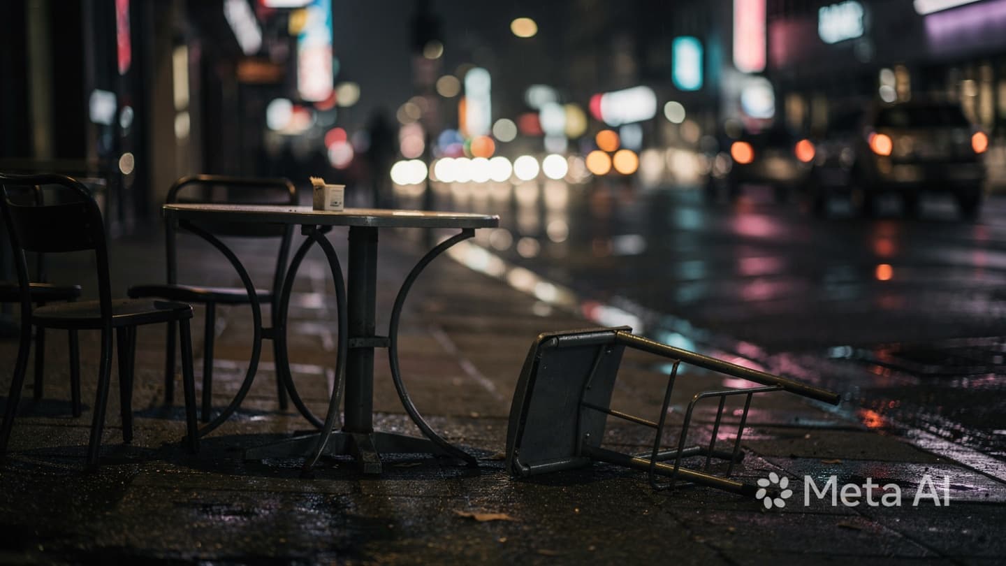 When the Laughter of the Cafe Fades Into the Sharp Coldness of a Blade