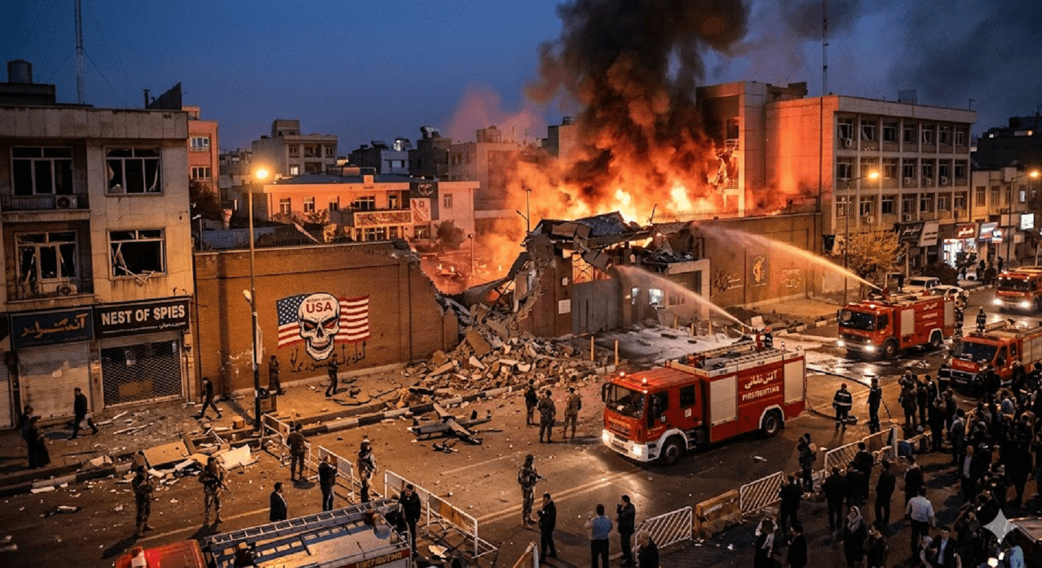Explosions in Tehran: Strikes Near Former U.S. Embassy Damage Perimeter Walls