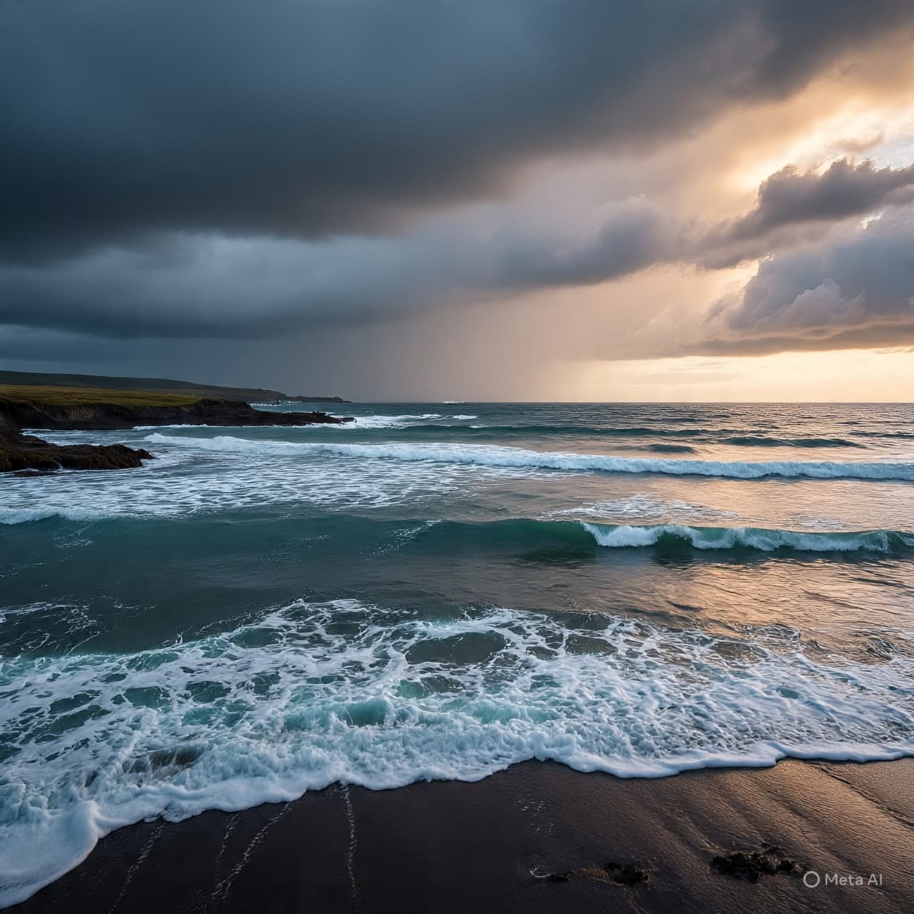 Where Ocean Breathes Against the Land: A Coastline Waiting Under Gathering Skies