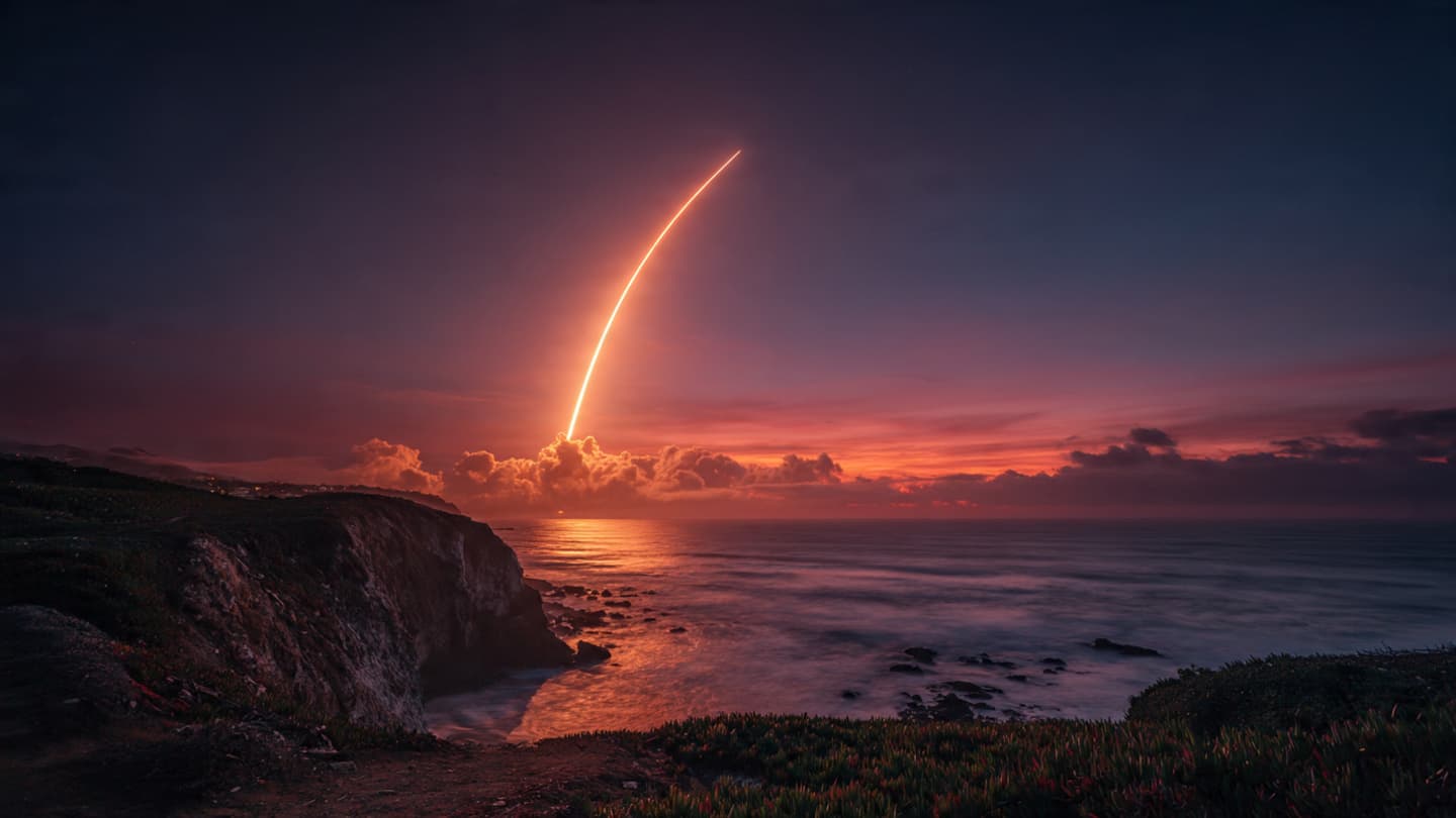 The Pulse of the Sky, A Choreography of Satellites Rising From the Southern Coastline