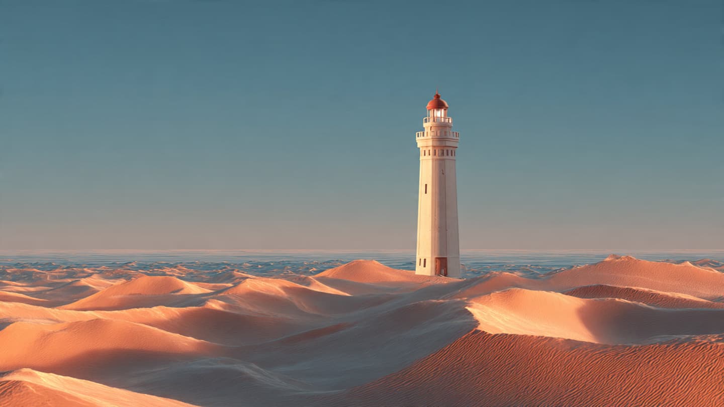 A Lighthouse Rose Where No Waves Have Ever Reached