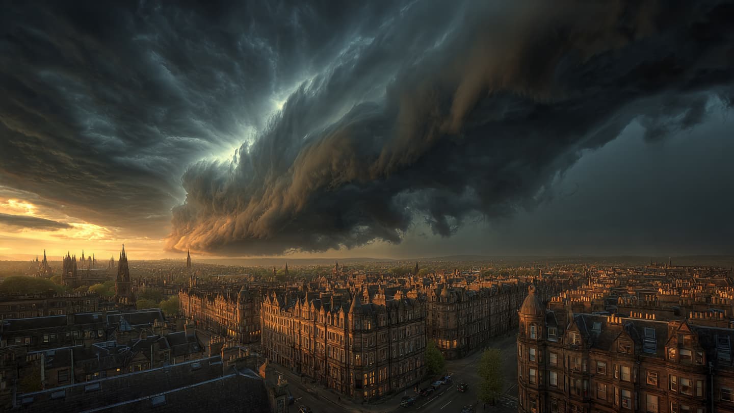 Beneath the Shifting Shadows: A Night of Falling Roofs and Darkened Windows in Ancient Glasgow