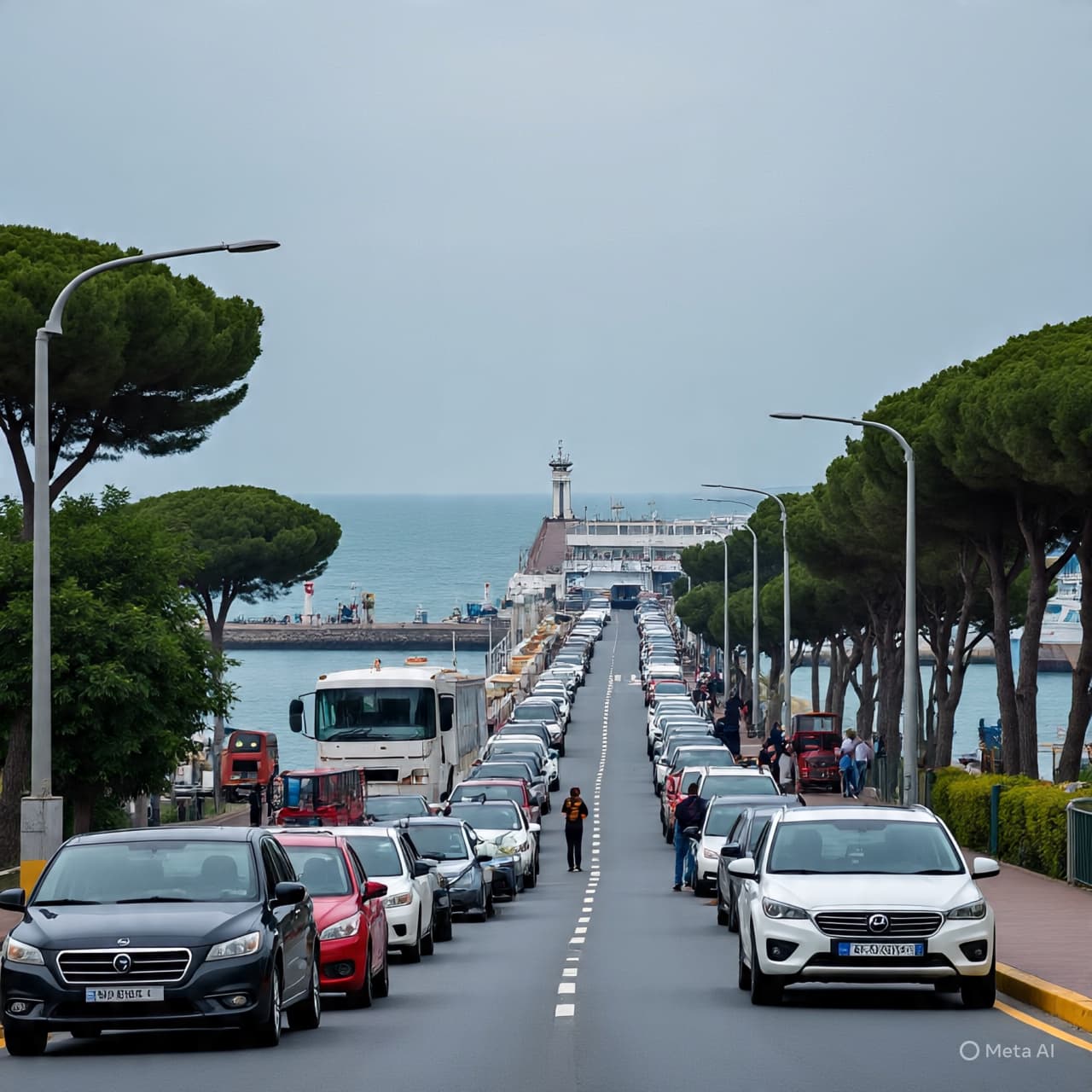 When Thousands Travel Together, Can Ferry Schedules Shape the Flow of Roads and Ports