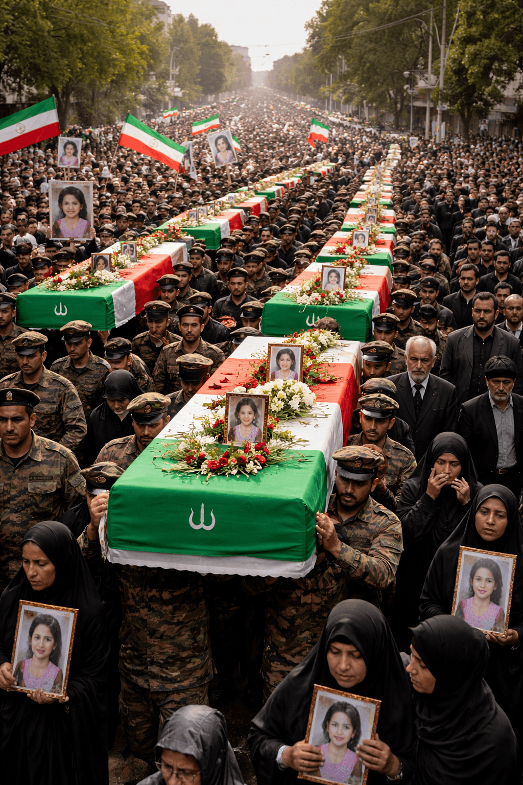 Iran Holds Mass Funeral for 165 Victims of Deadly School Strike in Minab