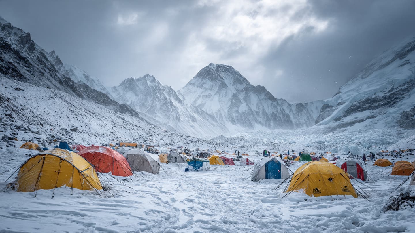 Under Prayer Flags and Hanging Seracs: The Long Pause Before the Climb
