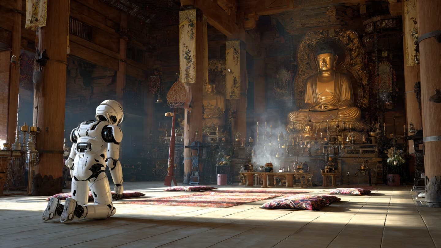 When Ancient Prayer Met a Machine with Human Shape