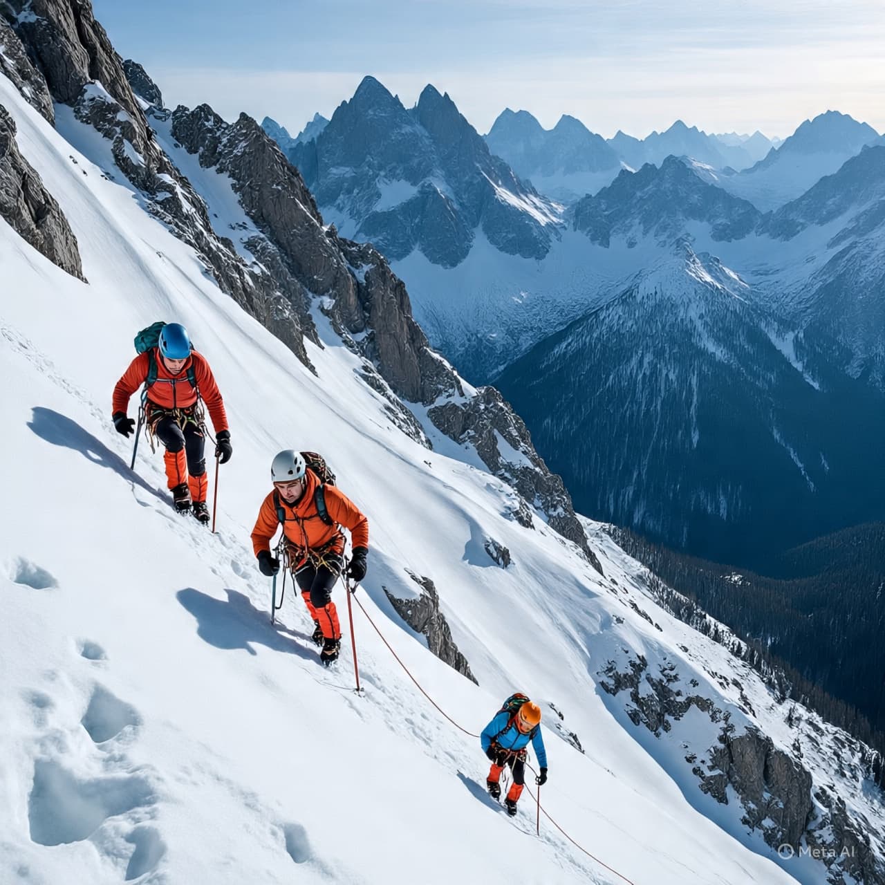 Between Ice and Sky: A Climbers’ Frightening Descent Down a Steep Alpine Slope