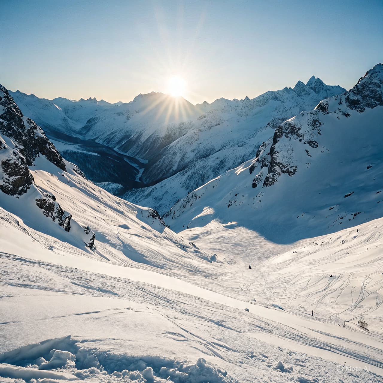 When Soft Snow Becomes River of White: Contemplation Beneath Alpine Skies