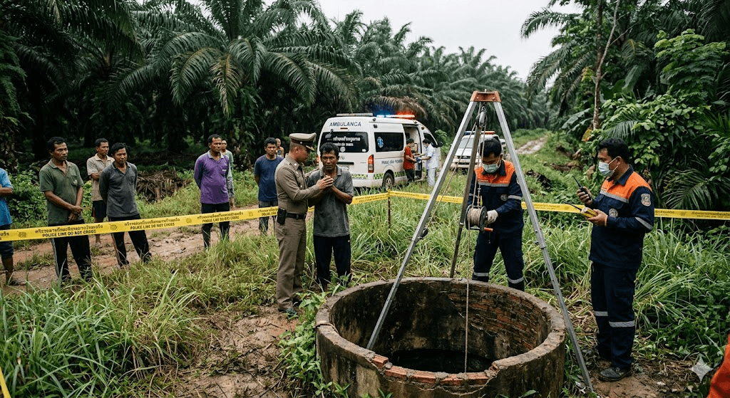 Fatal Suffocation: Four Workers Found Dead in Disused Well at Khura Buri Oil Palm Estate