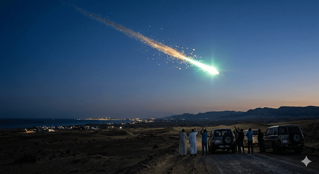 Celestial Spectacle: Brilliant Fireball Meteor Lights Up the Skies Over Western Libya