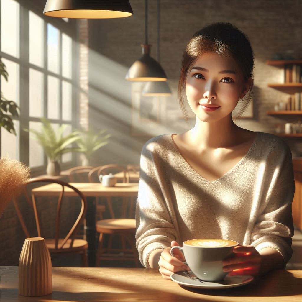 “In the Warmth of Café Light: Reflections on Ratu Rizky Nabila’s Quiet Moments”