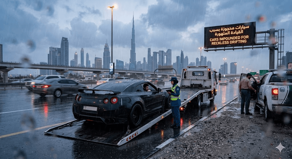 Storm Riders Grounded: Dubai Police Seize Cars Following Viral Rain-Drifting Stunts