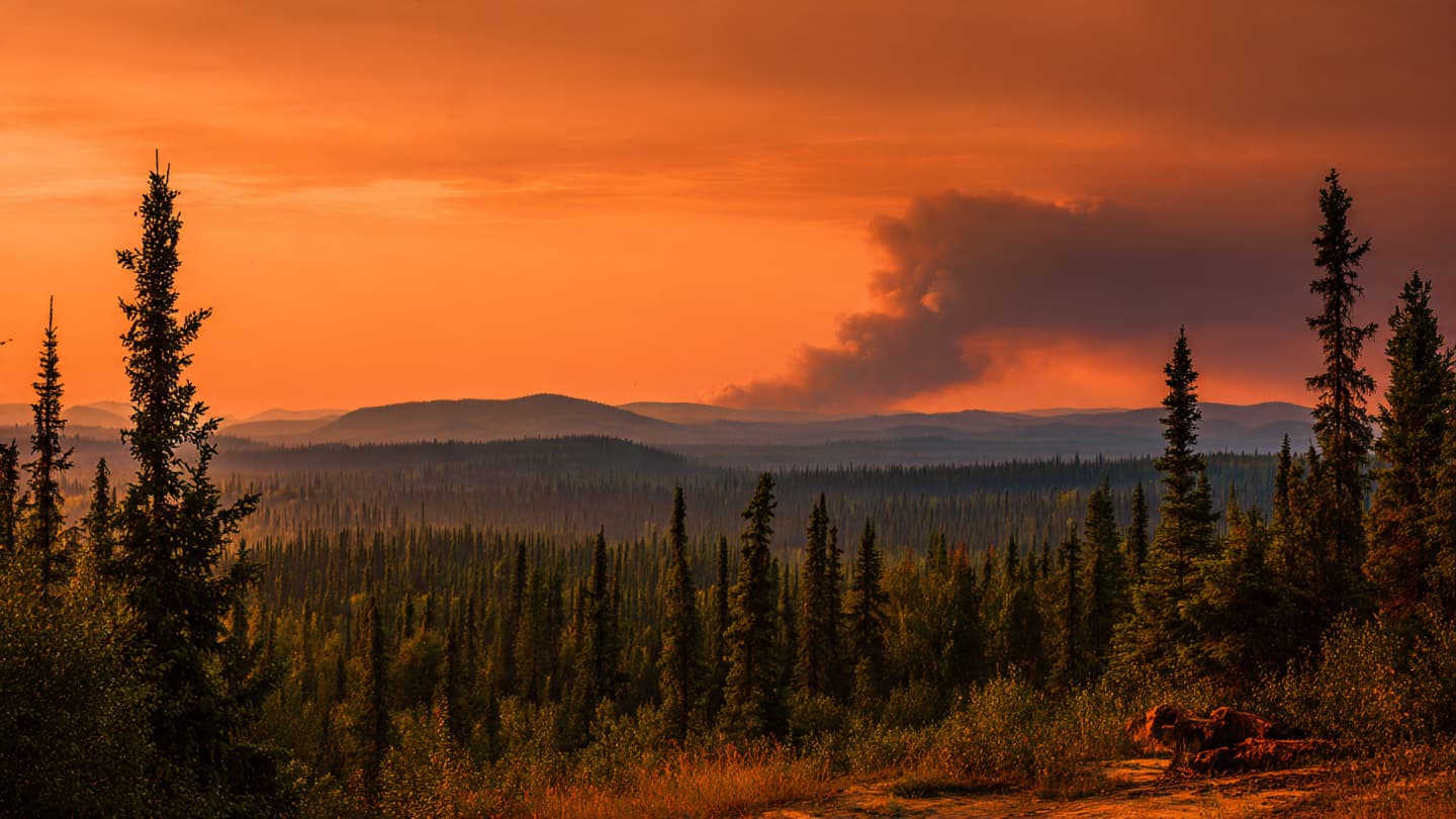 When the Horizon Bleeds Crimson, Shadows Lengthen Over the Silent Northern Forest Floor Today
