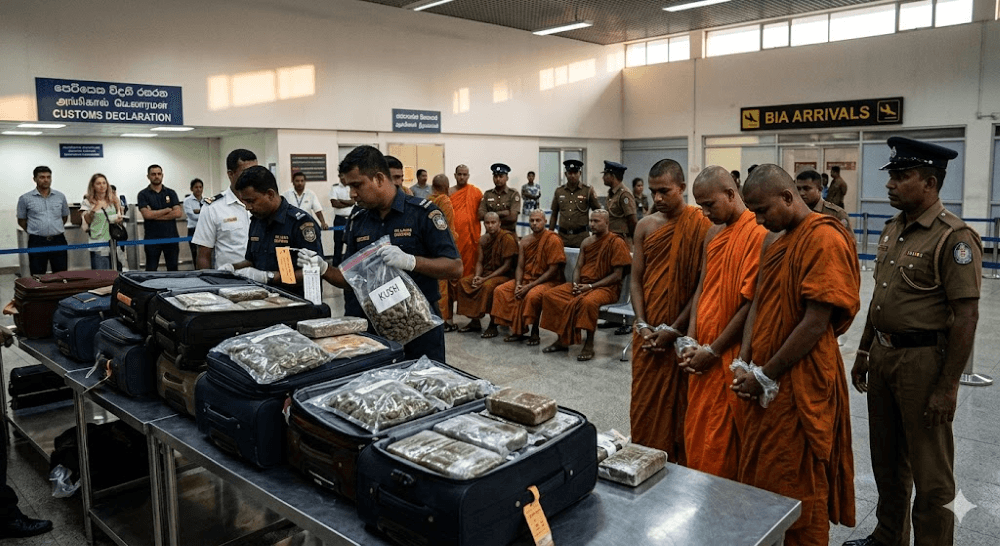 Saffron and Smugglers: 22 Monks Detained in Record-Breaking Airport Cannabis Bust