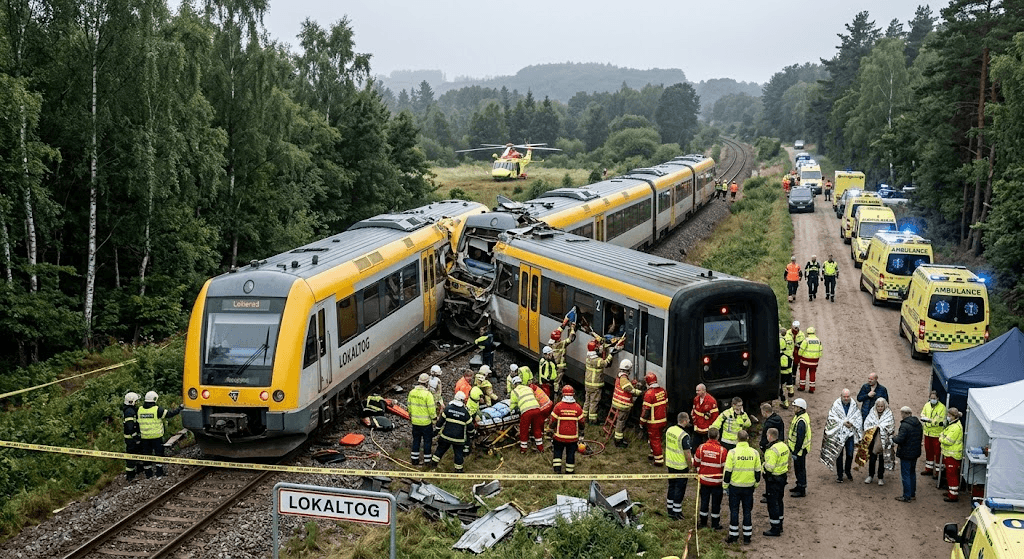 Denmark Rail Crisis: Two Trains Collide in Rare High-Speed Impact; 17 Injured