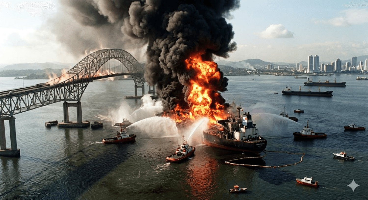 Inferno at the Gateway: Massive Tanker Explosion Ignites Fire Near Panama’s Bridge of the Americas