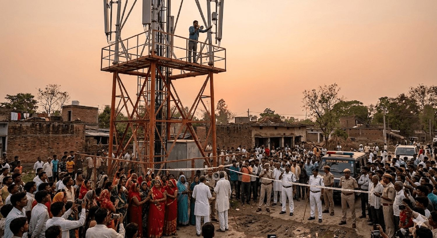High-Altitude Ultimatum: Bihar Man Scales Mobile Tower Demanding to Marry Sister-in-Law