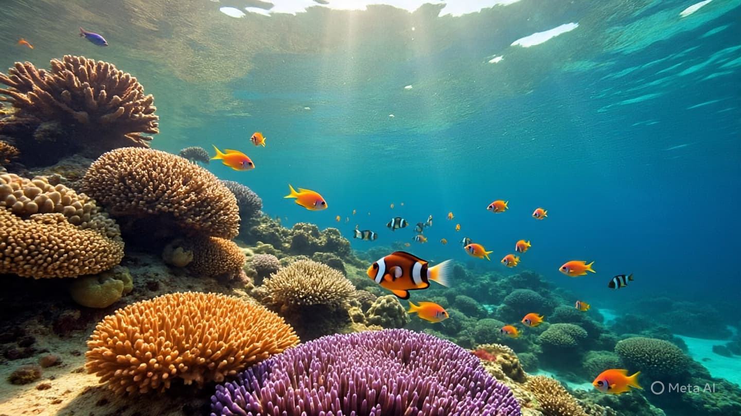 The Submerged Kaleidoscope of the Coral Sea: A Reflective Study of Resilience Under the Waves