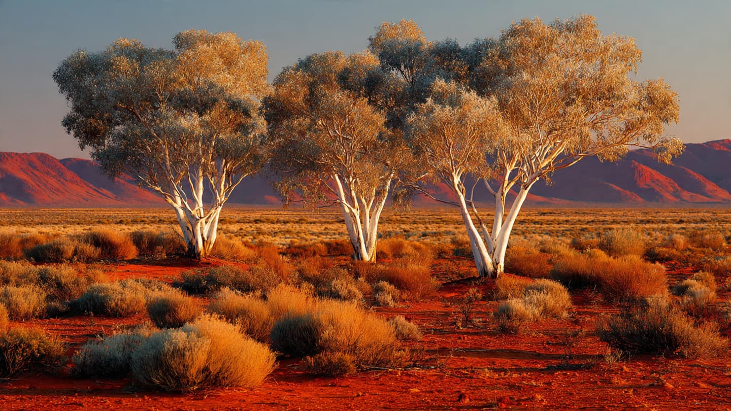 The Amber Guardians: A Narrative of Ancient Gums and Shifting Light in the Australian Interior