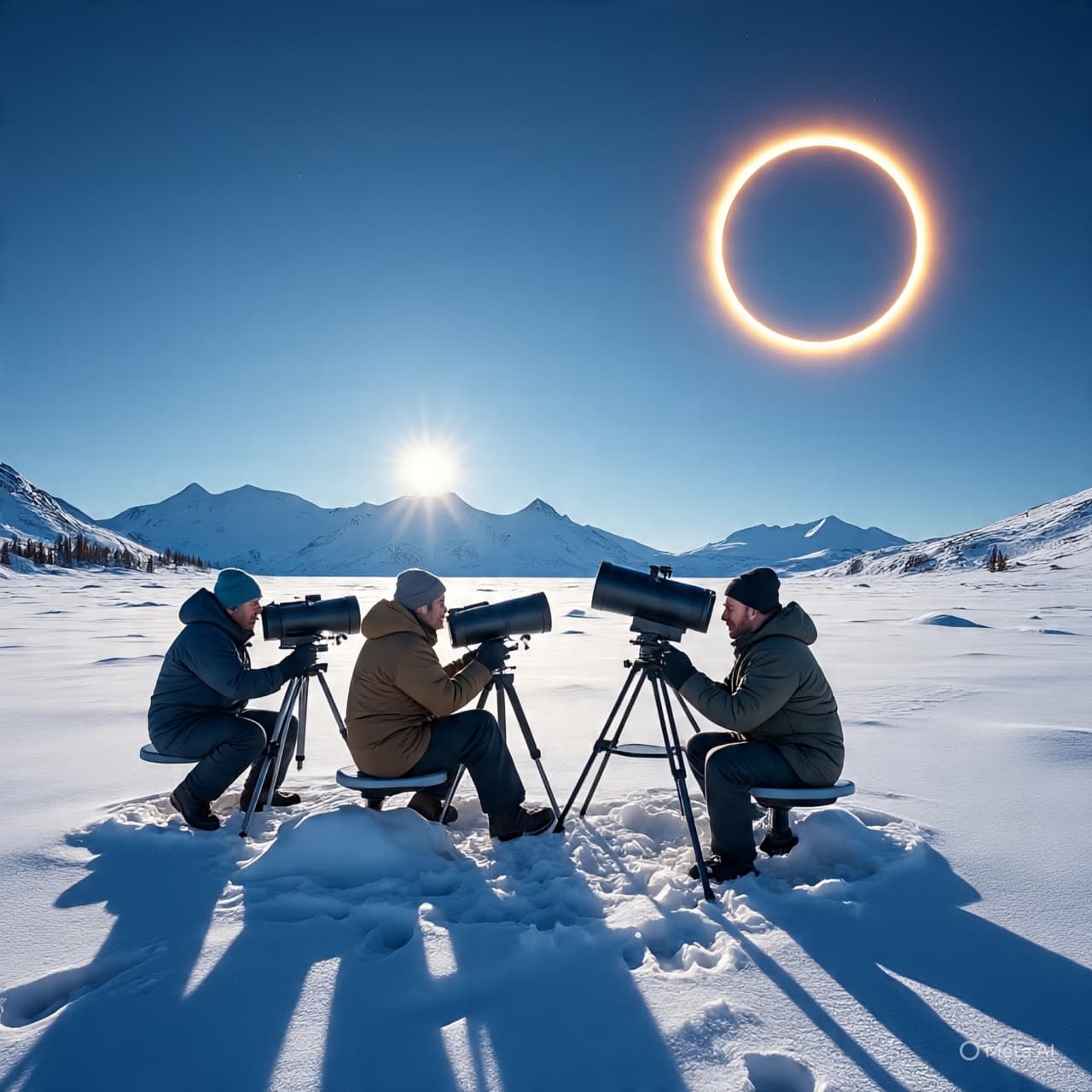 Beneath the Antarctic Sky: Penguins and Humans Witness a Ring of Fire