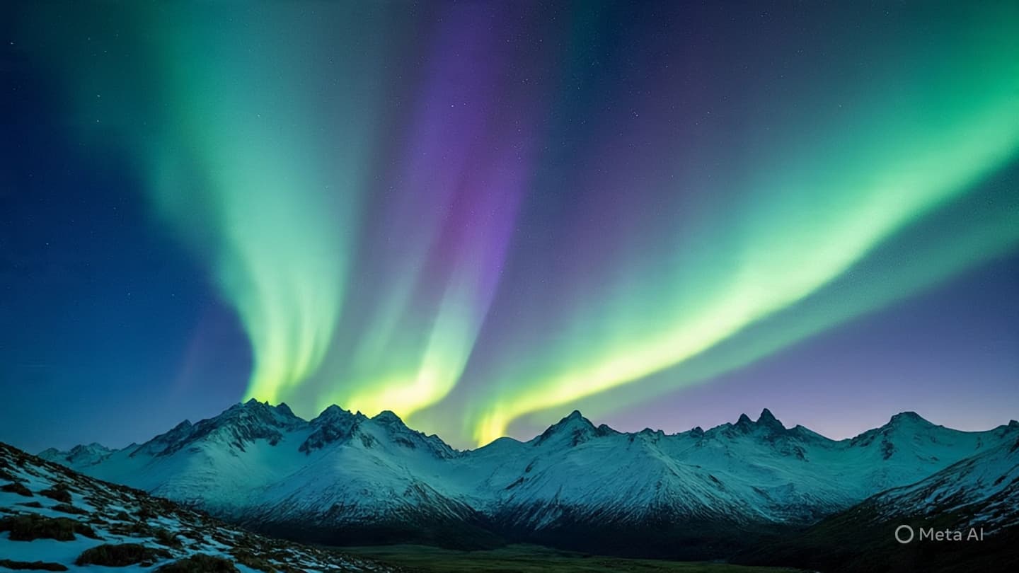 The Quiet Luminescence of the Southern Horizon: A Dance of Light Over the Snowy Alps