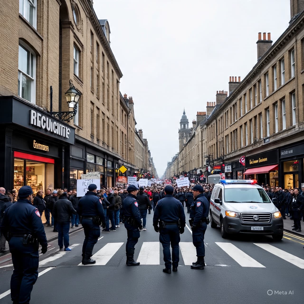 Where the Crowd Met the Line: Police Form Human Barrier in Broadmead