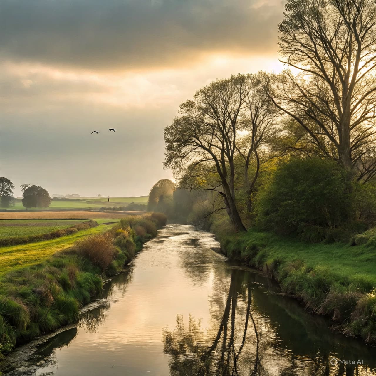 Morning Calm on Flooded Lands, Yet Raindrops Await