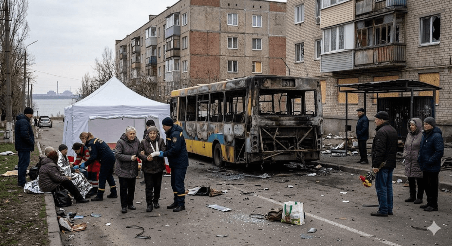 Tragedy in Nikopol: Russian Strike on Civilian Bus Leaves 3 Dead and 16 Injured in Dnipro Region