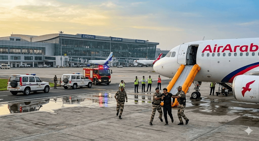 Chaos at Chennai Airport: Air Arabia Passenger Bursts Through Emergency Exit onto Runway