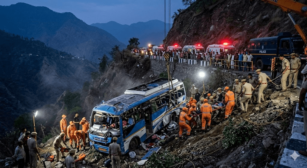 Mountain Disaster in Jammu and Kashmir: 21 Dead After Bus Plunges into Udhampur Ravine