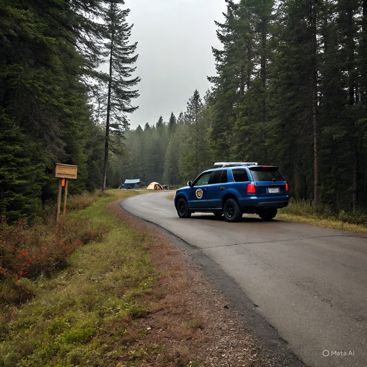 Between Duty and Detour: A Police Vehicle, a Campsite, and the Quiet Drift of Responsibility