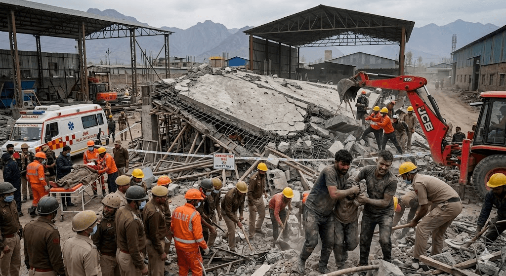 Tragedy in Khrew: One Worker Dead, Another Injured in Industrial Slab Collapse