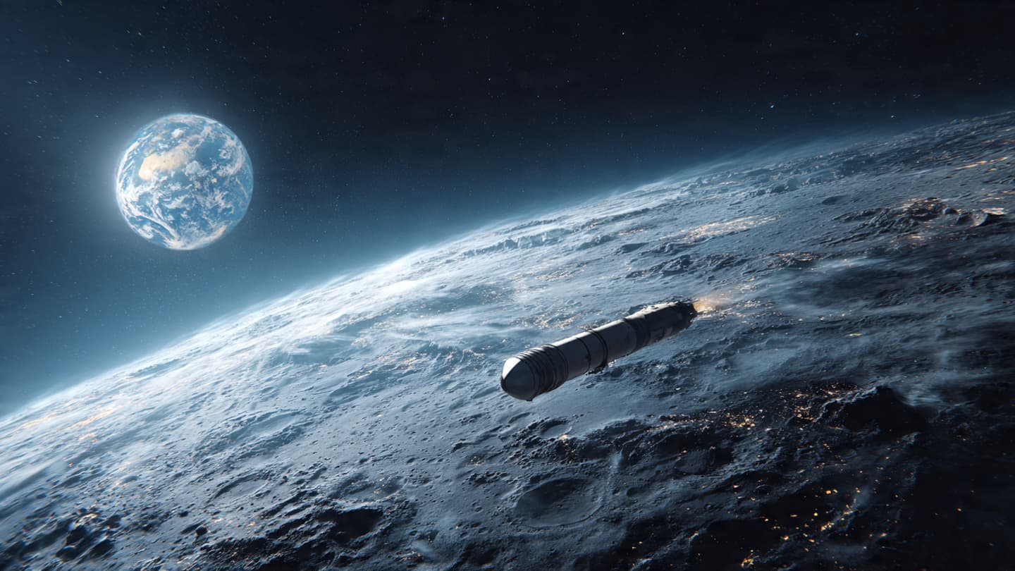 A Silent Rocket Drifts Toward the Moon Carrying the Echo of Earlier Missions