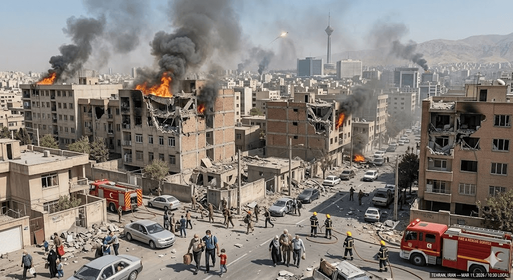 Residential Areas Hit in Iran; Tehran Says It Has Launched Its Most Intense Offensive Against Israel and Gulf States