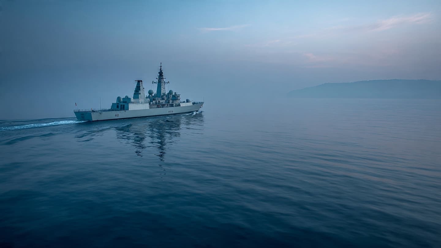 Under Distant Skies of Navigation: Britain’s Warship and the Stillness Before Possible Storms