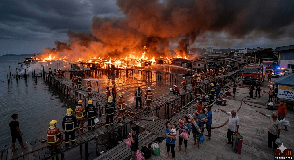 Inferno in Sabah: 200 Homes Levelled as Massive Blaze Sweeps Sandakan Water Village