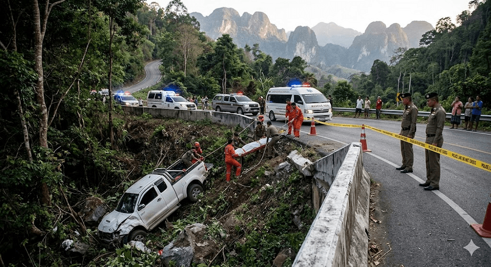 Mountain Tragedy in Nan: Nine Dead, Including Four Children, as Pickup Truck Plunges Off Curve