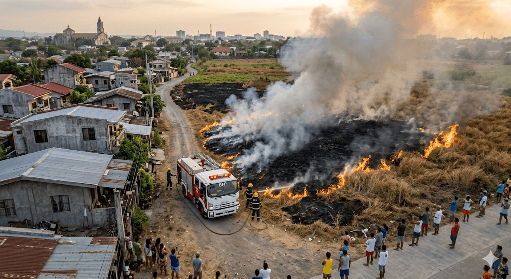 Wildfire at the Edge: Fierce Grass Fire Breaks Out in Bito-on, Jaro